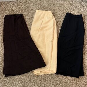 Bundle of 3 Vintage Knee Length Skirts Silk Linen Wool - Size Small